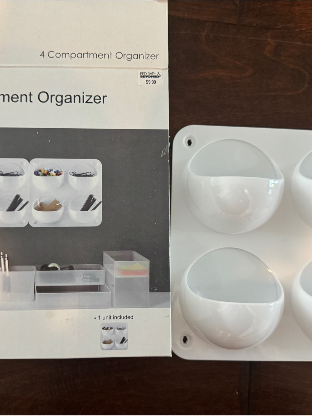4-Compartment Organizer featuring four half-sphere flip-out or drop pockets